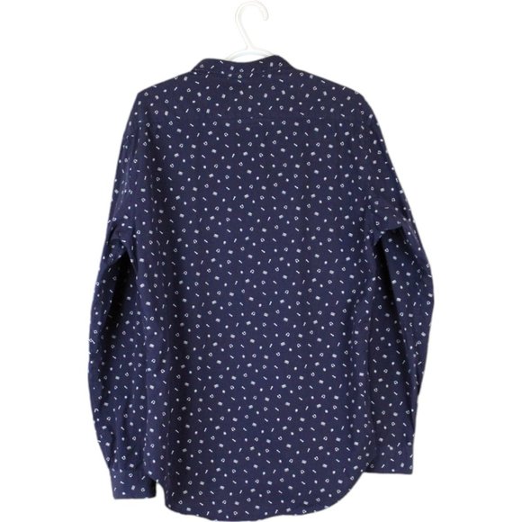 Zara Men Button Down Shirt XL Headphones Print Navy Blue Music Lover CA282 - Picture 3 of 6